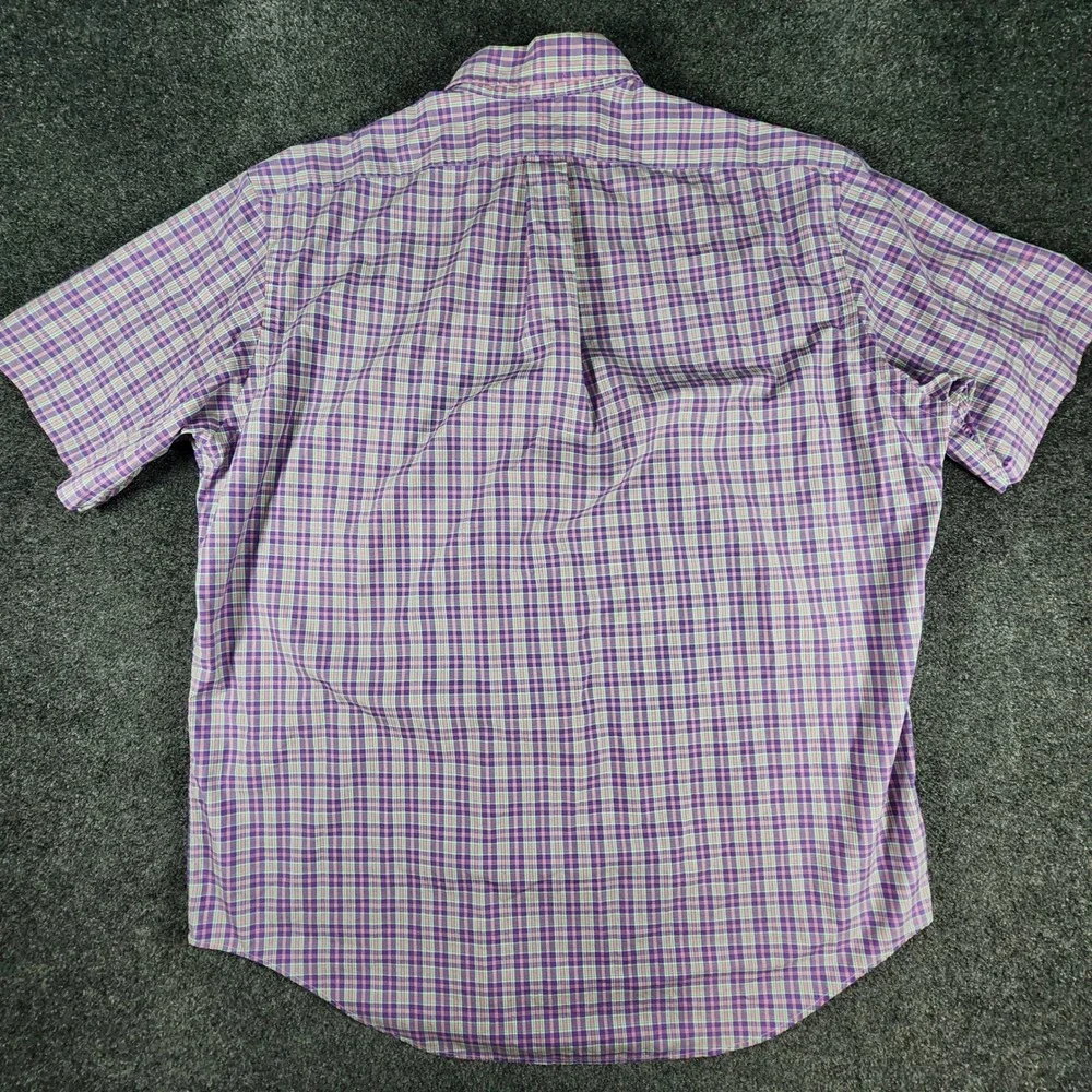 Ralph Lauren Classic Fit Button Down Shirt Mens XL Purple Plaid Short Sleeve